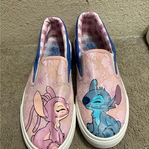 Kids Cartoon Character Slip-On Sneakers - Pink and Blue